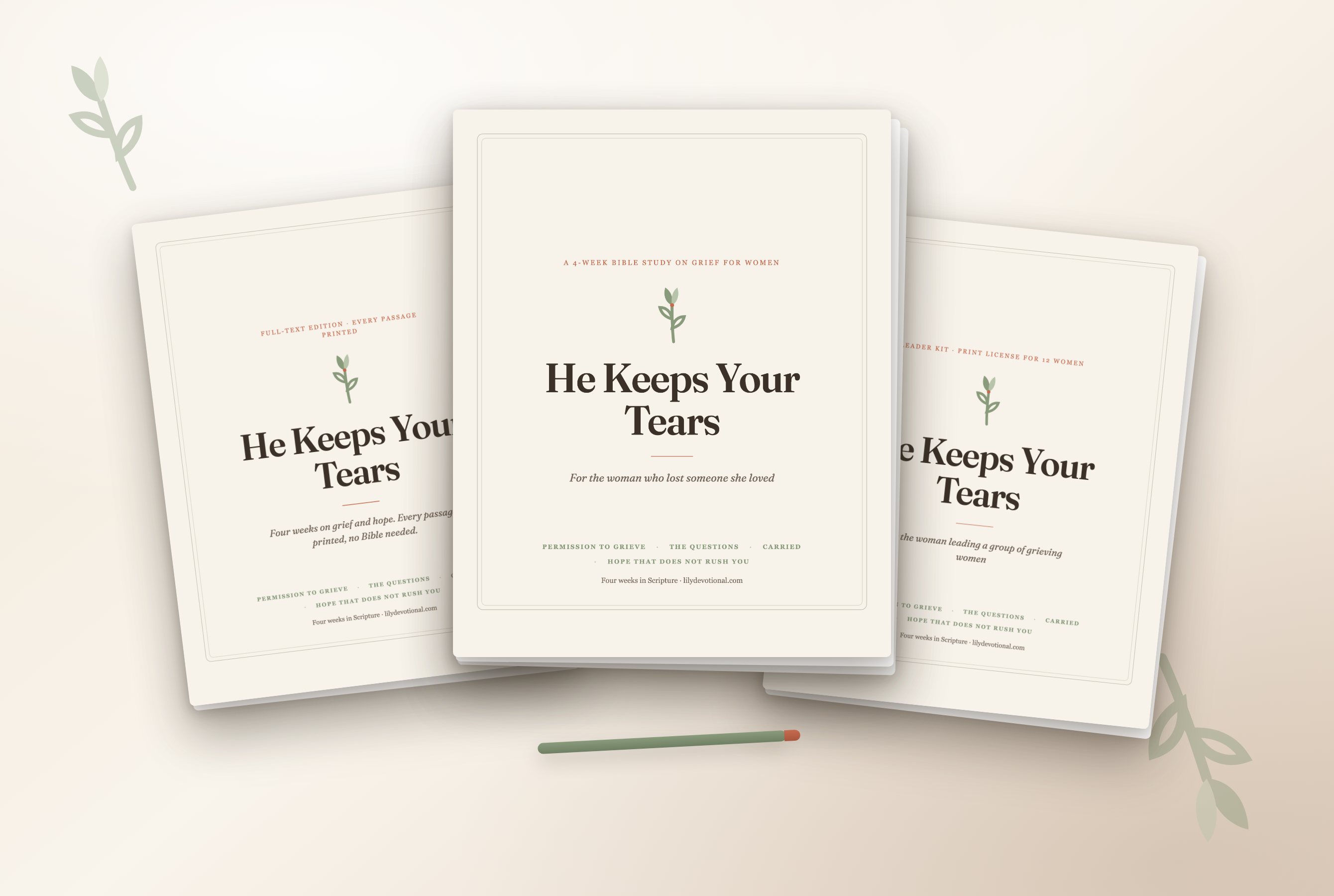 He Keeps Your Tears: study PDF, full-text edition, and leader kit covers