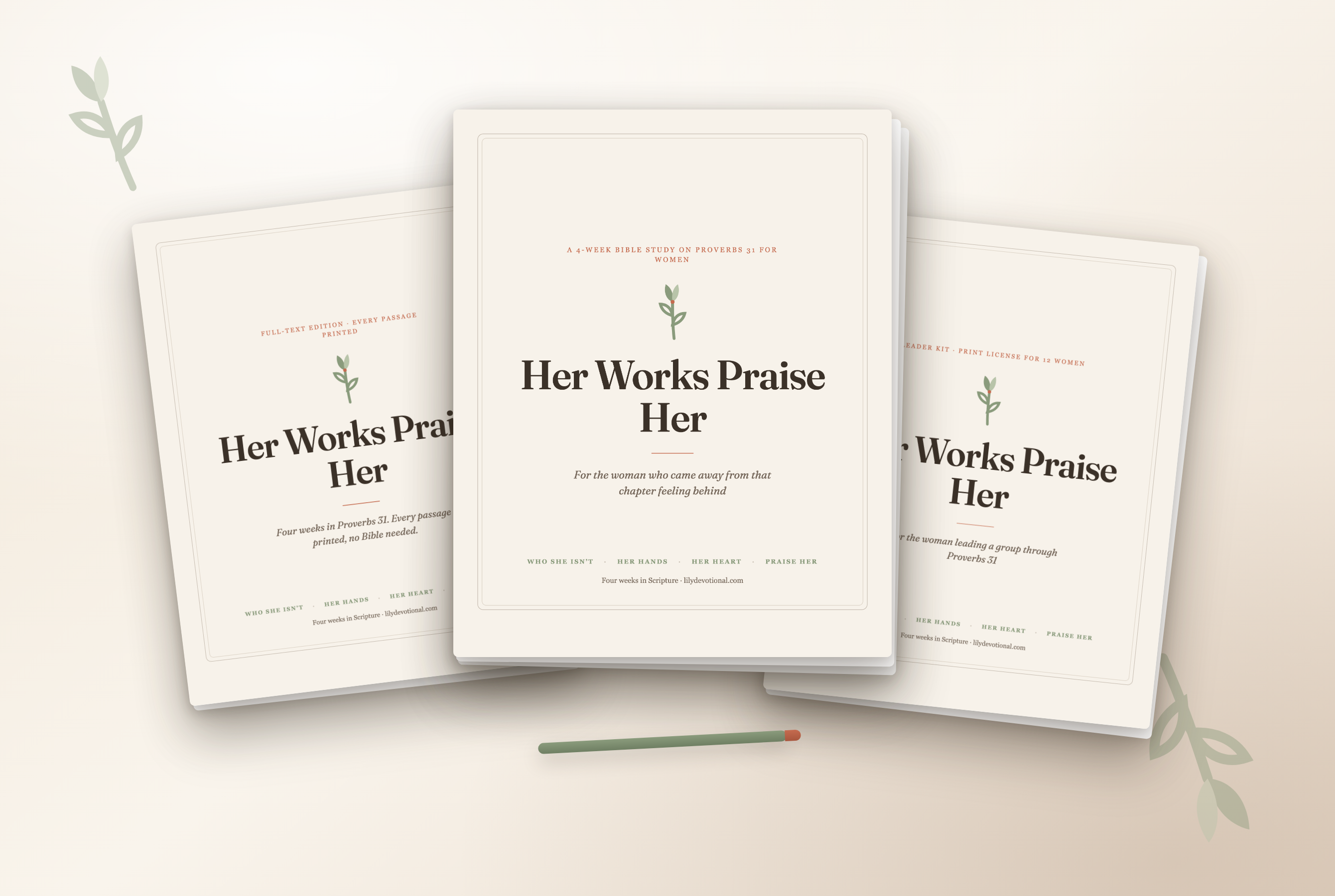 Her Works Praise Her: study PDF, full-text edition, and leader kit covers